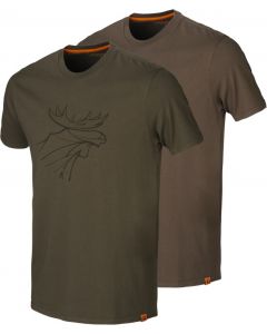 Härkila graphic t-shirt 2-pack Willow green/Slate brown
