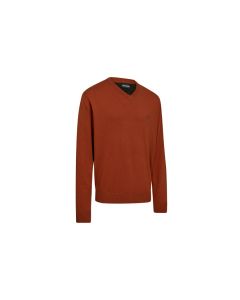 8118 Deerhunter Harrington V-hals Knit - Oak Rust Melange