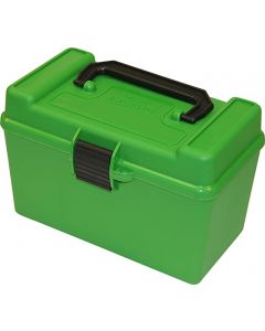 24H50-R-MAG-10 MTM Case Gard Deluxe Ammo Box 50 Round Handle 7mm Rem Mag 300 Win Mag Green