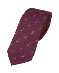 Jack Pyke Pheasant Silk Tie Burgundy