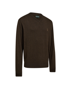 8118 Deerhunter Harrington V-hals Knit - (Nieuwe) Brown Melange