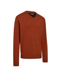 8118 Deerhunter Harrington V-hals Knit - Oak Rust Melange