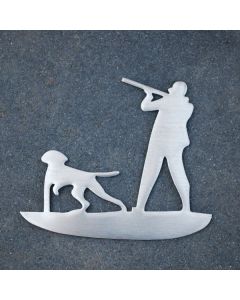 Autosticker Metaal RVS Jager met staande hond