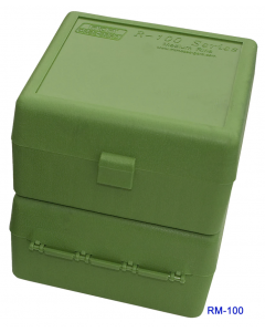 24RM-100-10 MTM Case Gard Ammo Box 100 Round Flip-Top 22-250 243 308 Win 220 Swift Green